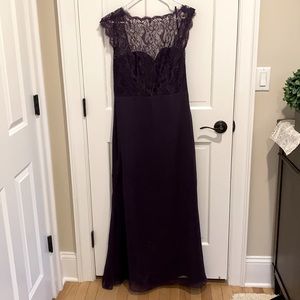 Deep Purple evening gown with lace top